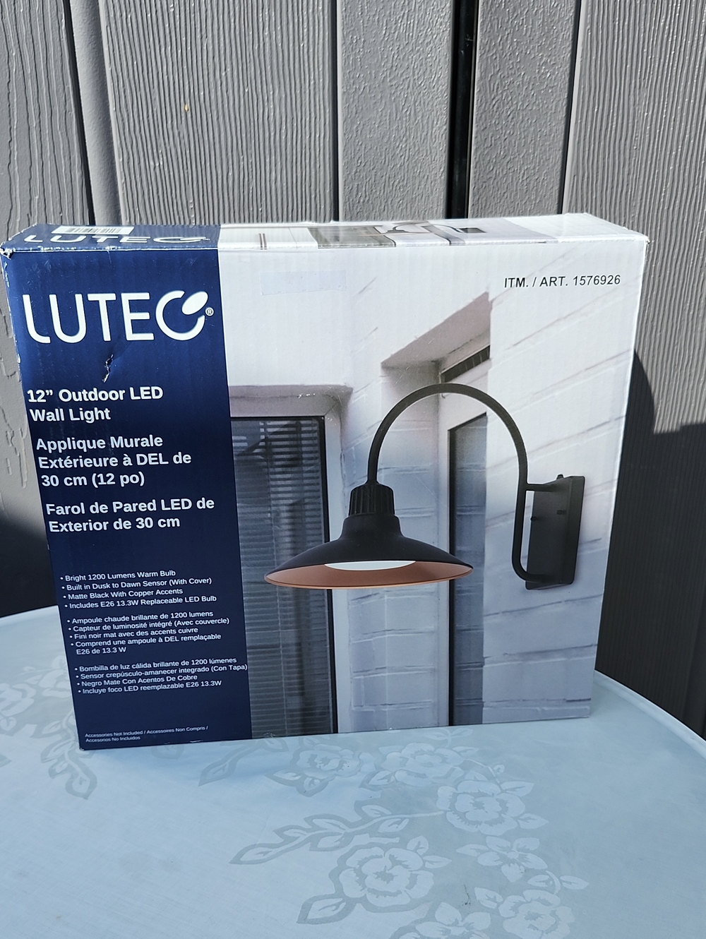 Black & Copper Outdoor LED Wall Light - 12"